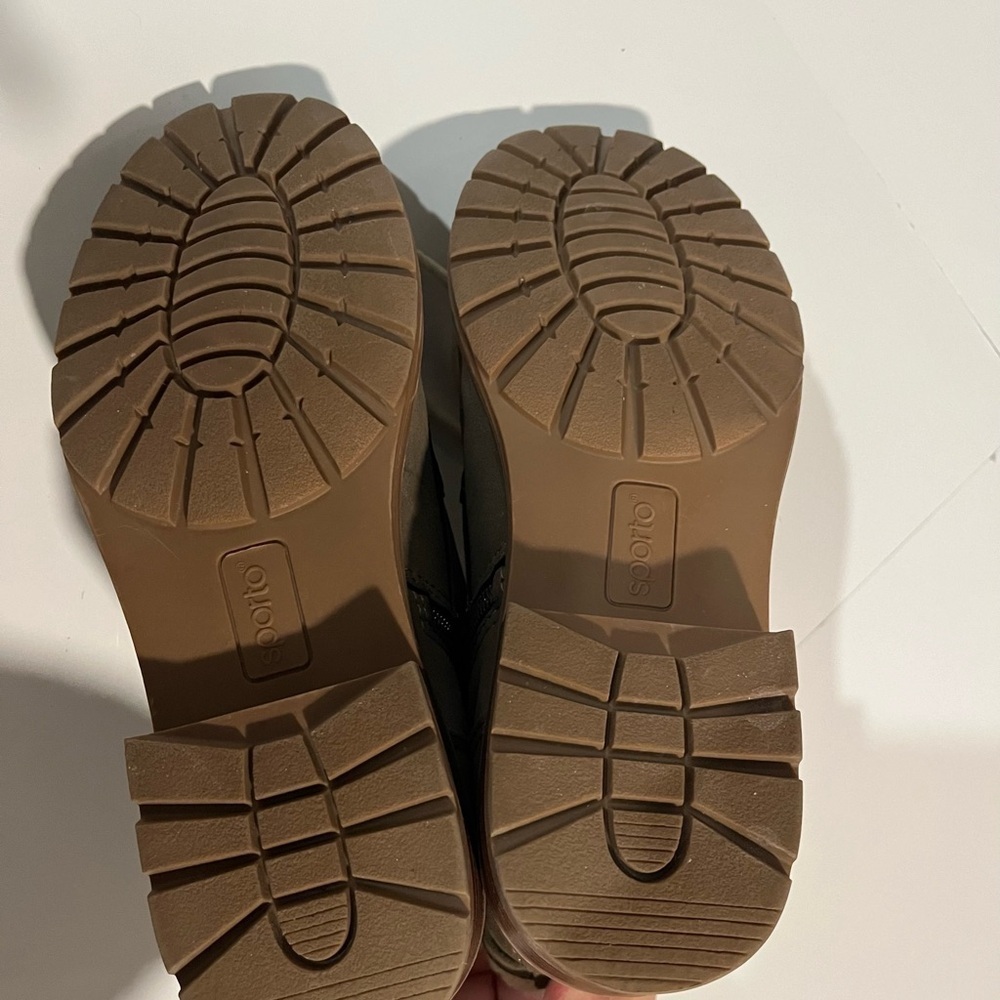 Rugged Brown and Cream Ankle Booties with Cozy Lining - Picture 7 of 8
